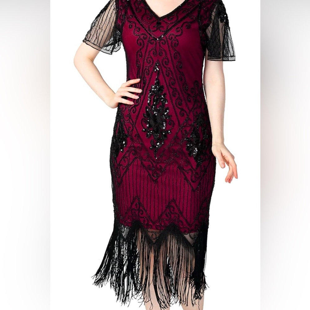 Women's Roaring 20s Gatsby Flapper Dress Sequin Art Deco